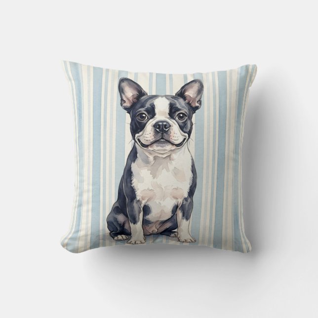 Almofada Travesseiro de Aquarela do Boston Terrier (Frente)