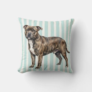 Almofada Travesseiro de Aquarela do Staffordshire Bull Terr