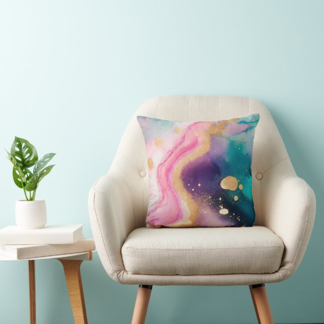 Almofada Travesseiro de Aquarela em Pastel Macio com Acento (Cadeira)