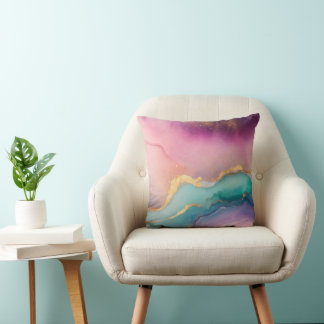 Almofada Travesseiro de Aquarela Pastel Serenidade com Veio