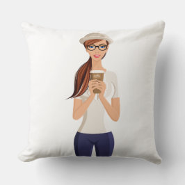 Almofada Travesseiro de Arremesso de Garota Hipster