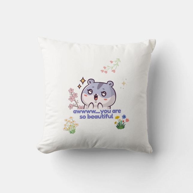 Almofada Travesseiro de Arremesso de Hamster Estético Fofo (Frente)