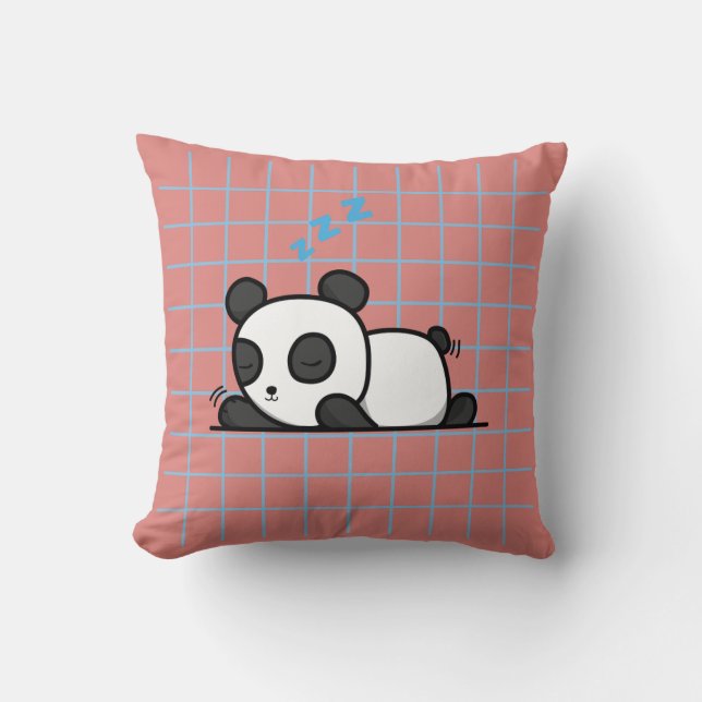 Almofada Travesseiro de Arremesso de Panda Adormecido Fofo  (Frente)