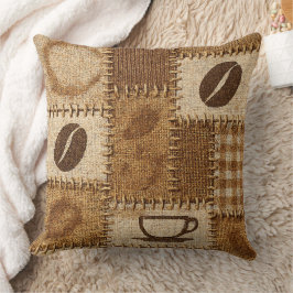 Almofada Travesseiro de Arremesso de Patchwork de Café Rúst