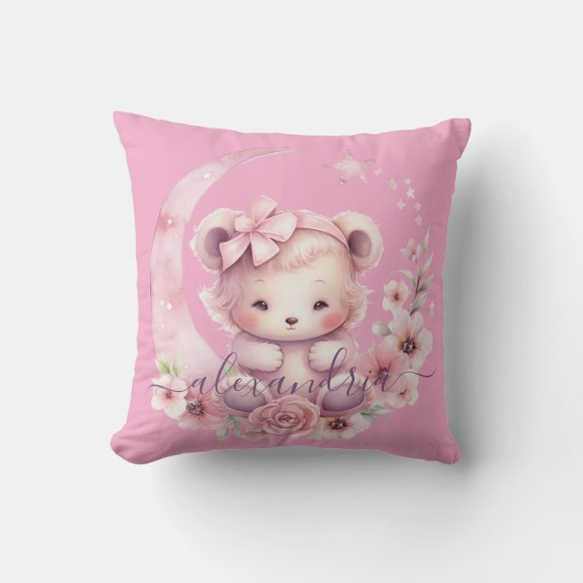 Almofada Travesseiro de Arremesso de Urso de Pelúcia Rosa c (Frente)