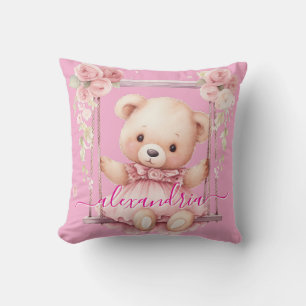 Almofada Travesseiro de Arremesso de Urso de Pelúcia Rosa c
