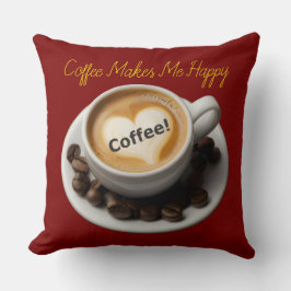 Almofada Travesseiro de Arremesso Faz Me Feliz Café 