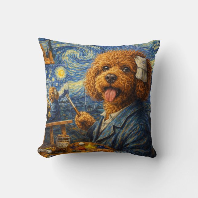Almofada Travesseiro de Arte de Cockapoo de Artista Engraça (Frente)