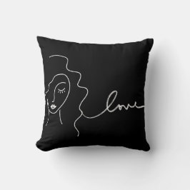 Almofada Travesseiro de Arte de Linha Minimalista – Rosto A