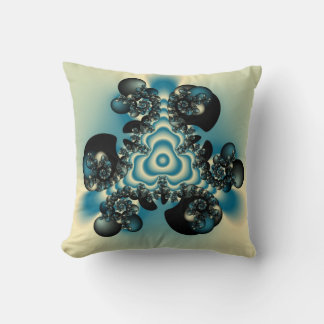 Almofada travesseiro de arte fractal azul e branca