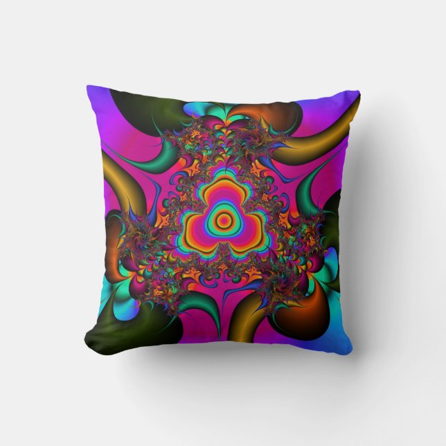 Almofada Travesseiro de arte fractal psicolélico (Frente)