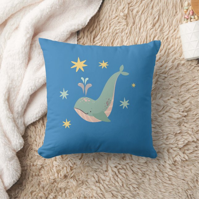 Almofada Travesseiro de Baleia Fofa com Estrelas (Cobertor)