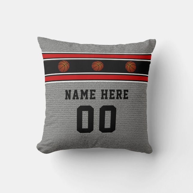 Almofada Travesseiro de Basquetebol Cinza com o nome e núme (Frente)