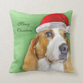 Almofada travesseiro de Basset Hound do Natal