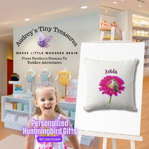 Almofada Travesseiro de Bebê Beija-Flor Personalizado