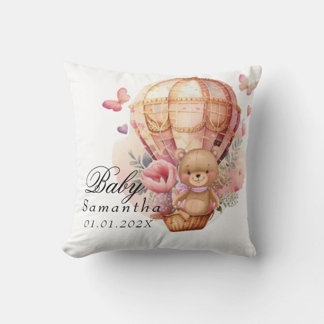 Almofada Travesseiro de Bebê Urso de Pelúcia Balão de Ar Qu (Frente)
