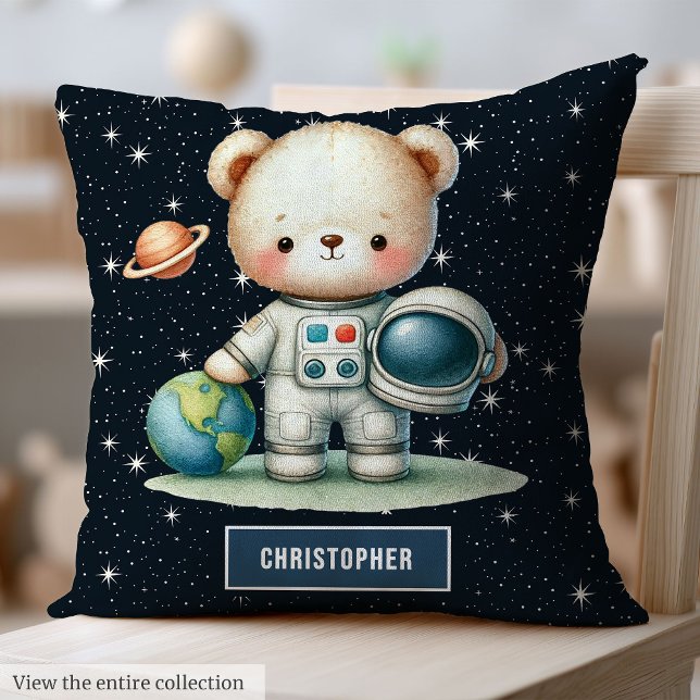 Almofada Travesseiro de Bebê Urso de Teddy Personalizado (Astronaut Teddy Bear Baby Boy Pillow Personalized)