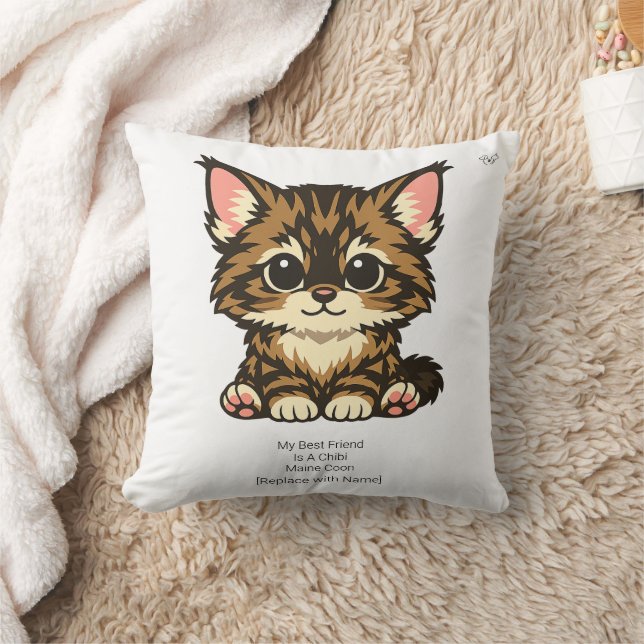 Almofada Travesseiro de Berçário de Gatinho Fofo Chibi Main (Cobertor)