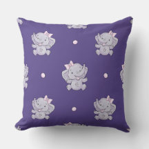 Travesseiro de Berçário de Menina Elefante Roxo