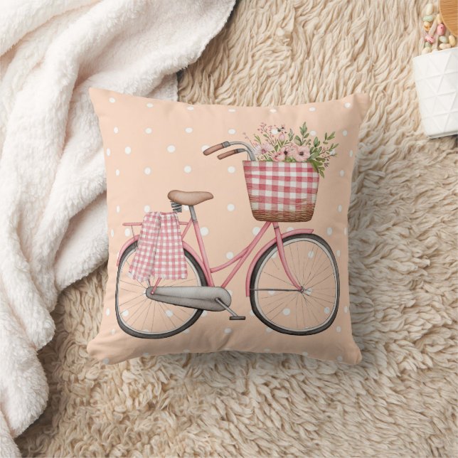 Almofada Travesseiro de Bicicleta com Bolinhas Rosa, Decora (Cobertor)
