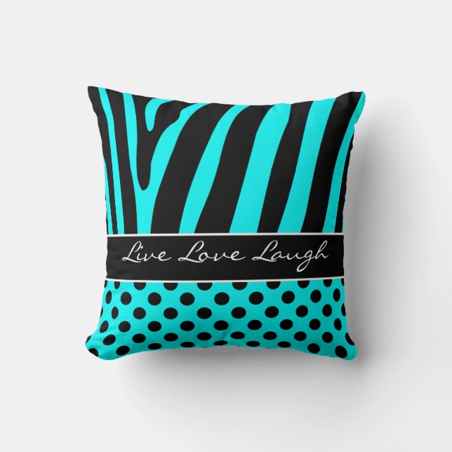 Almofada Travesseiro de Bolinhas Jumbo Aqua Black Zebra Str (Frente)