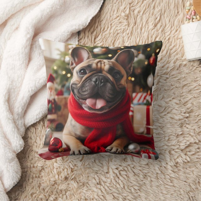 Almofada travesseiro de buldogue francês de natal (Cobertor)