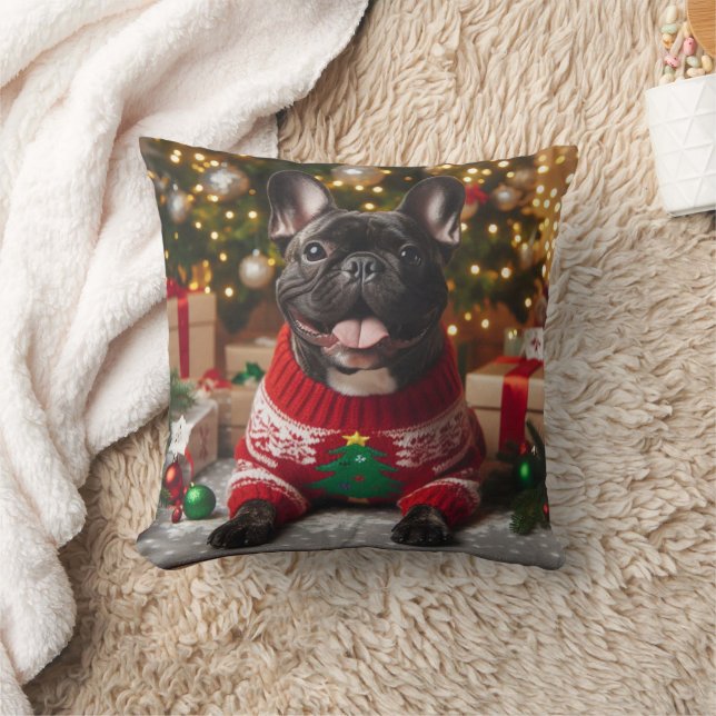 Almofada travesseiro de buldogue francês de natal (Cobertor)
