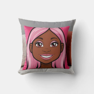Almofada travesseiro de Cabelo Rosa 3D