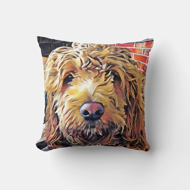 Almofada Travesseiro de cachorrinho de Goldendoodle (Frente)