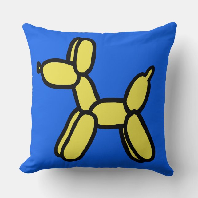 Almofada Travesseiro de Cachorro Balão em Azul e Amarelo (Frente)