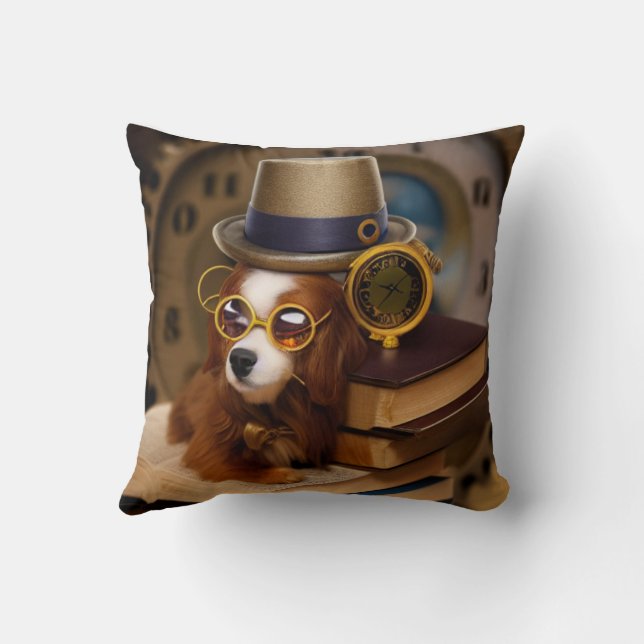 Almofada Travesseiro de Cachorro Cocker Spaniel Steampunk c (Verso)