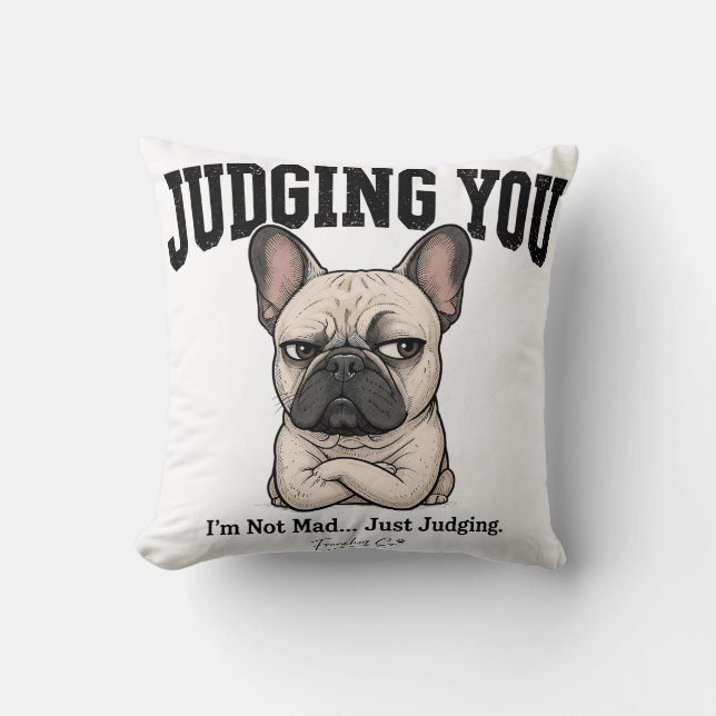 Almofada Travesseiro de Cachorro Francês Engraçadinho Julga (Frente)
