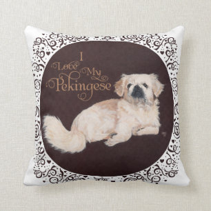 Almofada Travesseiro de Cachorro Pequinês Branco