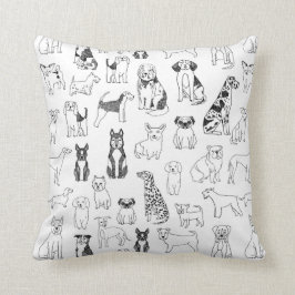 Almofada travesseiro de cães - cães desenhados à mão, de ra