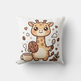 Almofada Travesseiro de Café Kawaii Colher Feijão Girafa