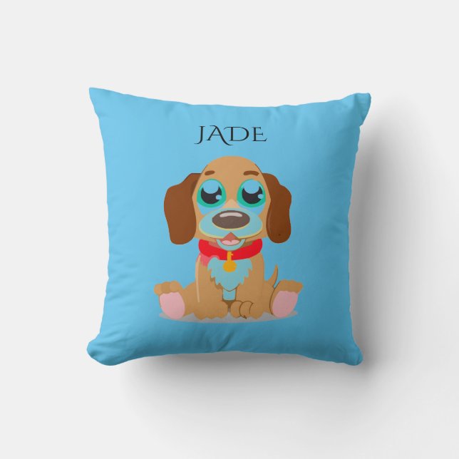 Almofada Travesseiro de cão com nome personalizado. (Frente)