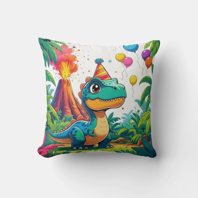 Almofada Travesseiro de Celebração de T-Rex para Crianças (Frente)