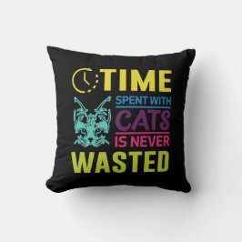 Almofada Travesseiro de Citação de Tempo Passado com Gatos
