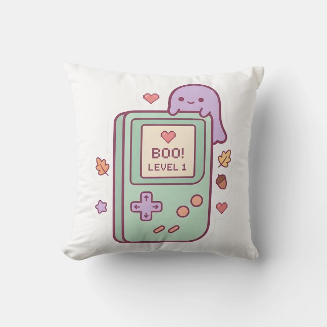 Almofada Travesseiro de Console Gamer Fantasma Kawaii Paste (Frente)