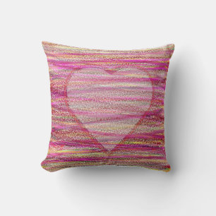 Almofada Travesseiro de Coração com Stripe Rosa para Sof