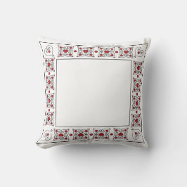 Almofada Travesseiro de Coração Vermelho e Branco Reversíve