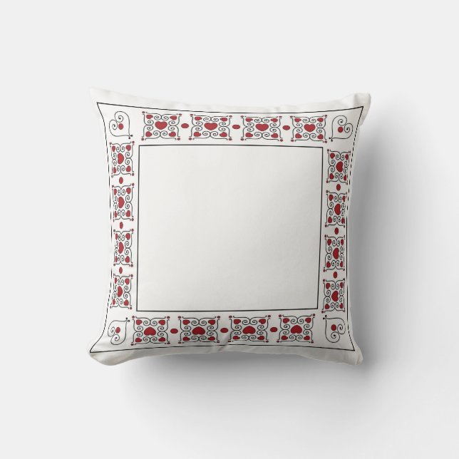 Almofada Travesseiro de Coração Vermelho e Branco Reversíve (Frente)