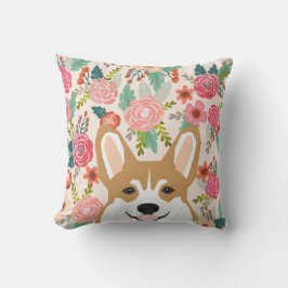 Almofada travesseiro de corgi florals primavera