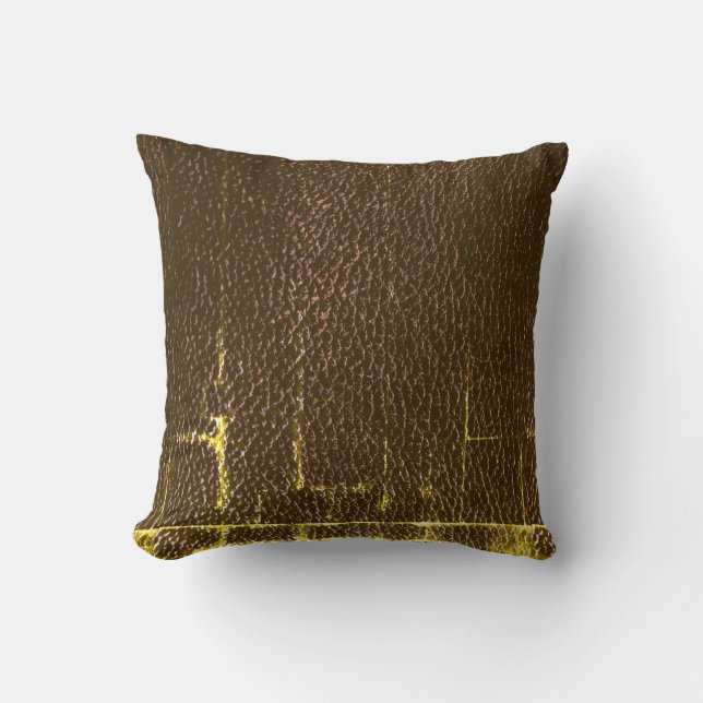 Almofada Travesseiro de Couro Marrom Distressed (Frente)