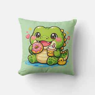 Almofada Travesseiro de Crocodilo Feliz Kawaii