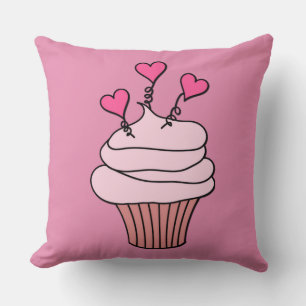 Almofada Travesseiro de Cupcake de cor-de-rosa e branco com