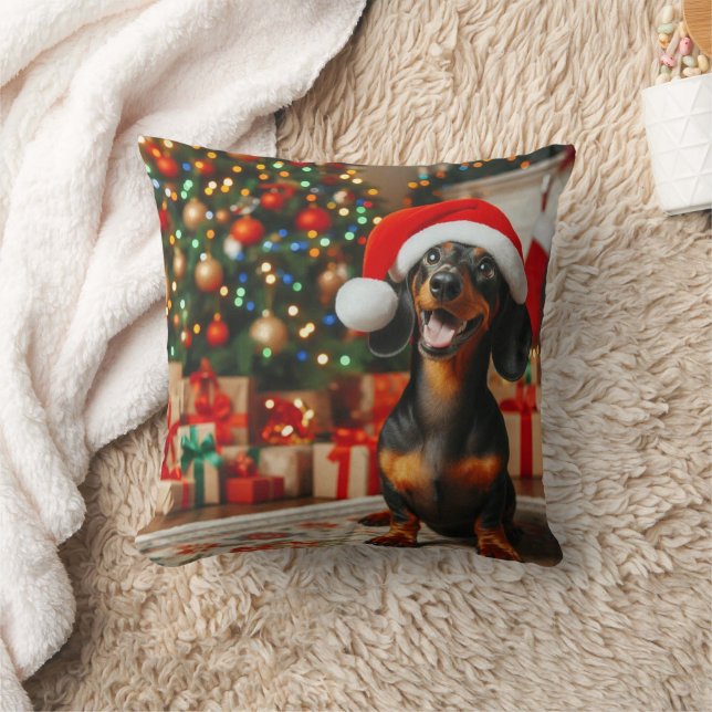 Almofada travesseiro de dachshund de natal (Cobertor)