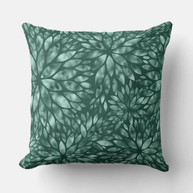 Almofada Travesseiro de Dahlia de Shimmering Jade/Verde (Frente)