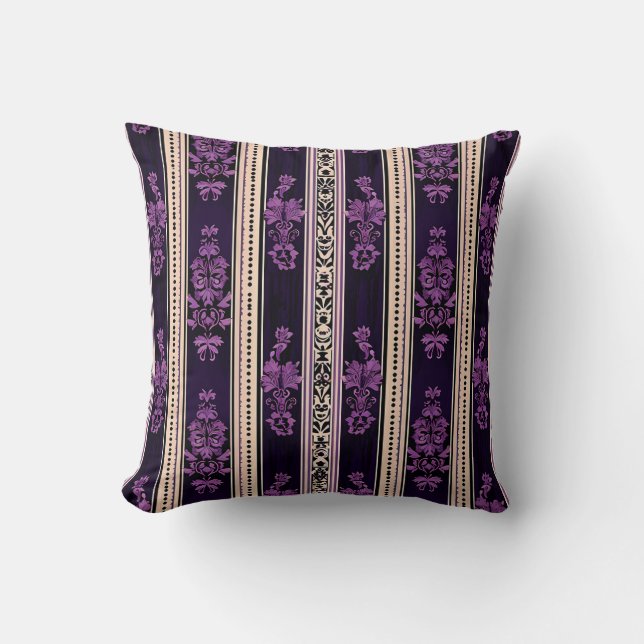 Almofada Travesseiro de Damasco Gótico Roxo Escuro Vitorian (Frente)