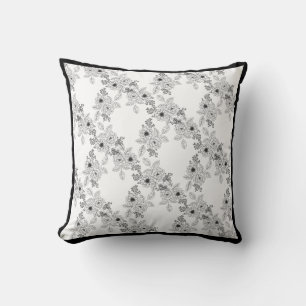 Almofada Travesseiro de Damasco, preto e branco